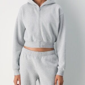 Aritzia Perfect Fit Grey Sweat Pants + Zip Hoddie